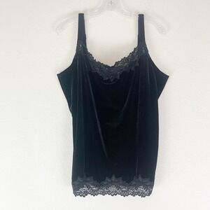 New Coldwater Creek Tank Top Large Velvet Lace Trim Whimsigoth Fairy Grunge Y2K